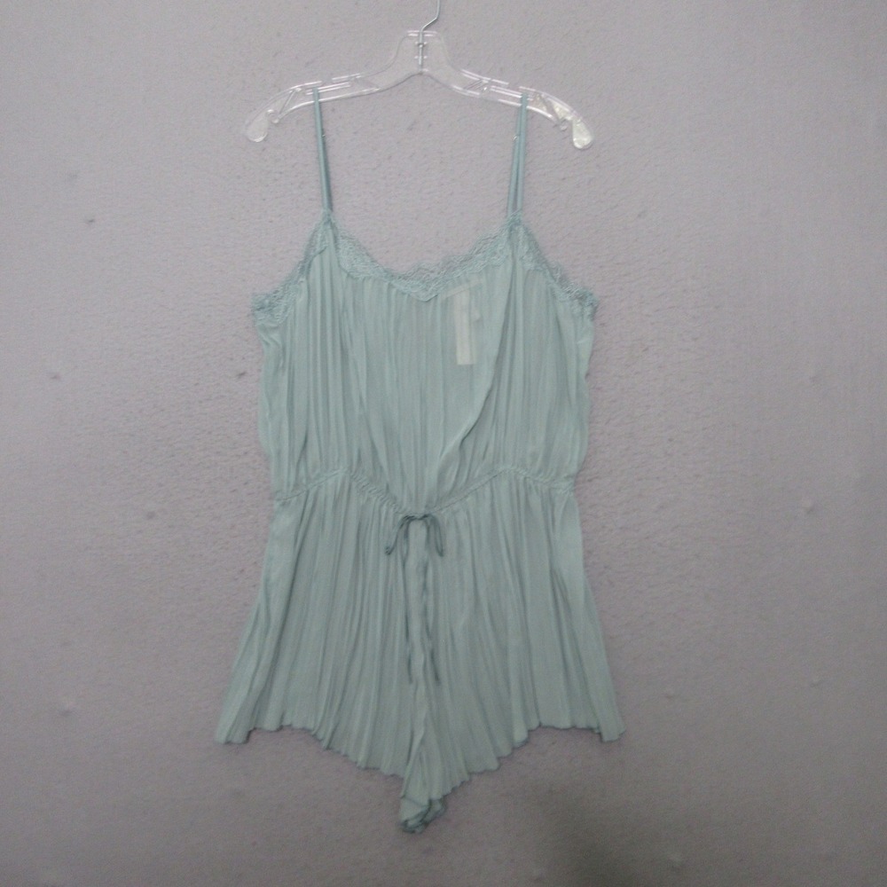 Victorias Secret Romper Sage Green Pleated Lace Lingerie Romantic‎ Coquette NWT